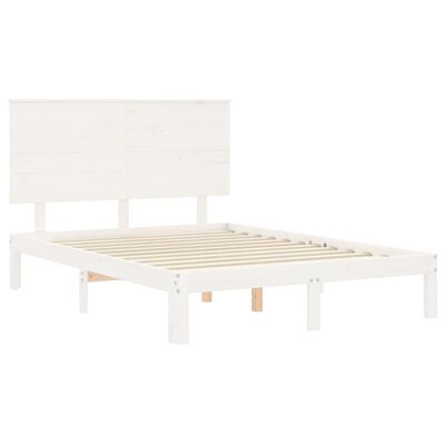 vidaXL Giroletto con Testiera Bianco Small Double Legno Massello