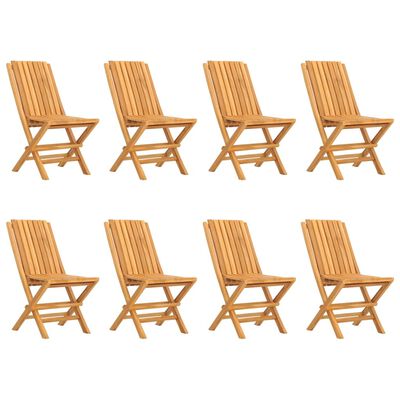 vidaXL Sedie da Giardino Pieghevoli 8pz 47x47x89cm Legno Massello Teak