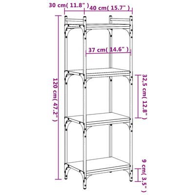 vidaXL Libreria a 4 Ripiani Nera 40x30x120 cm in Legno Multistrato