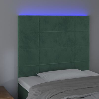 vidaXL Testiera a LED Verde Scuro 100x5x118/128cm in Velluto