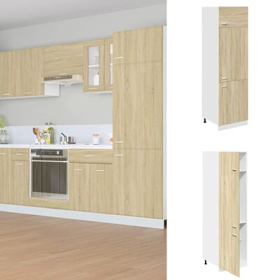 vidaXL Mobile per Frigo Rovere Sonoma 60x57x207 cm Legno Multistrato