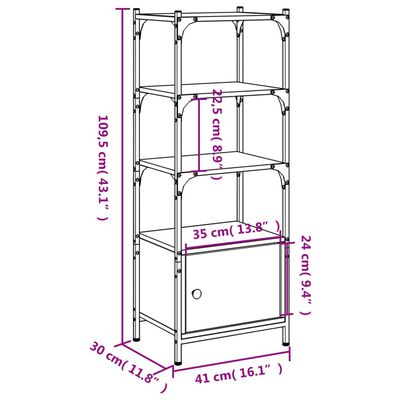 vidaXL Libreria a 3 Ripiani Nera 41x30x109,5 cm in Legno Multistrato