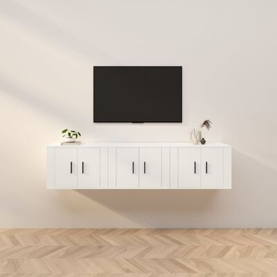 vidaXL Mobili Porta TV a Parete 3 pz Bianco 57x34,5x40 cm