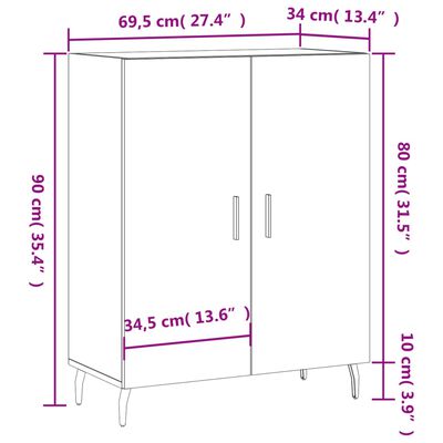 vidaXL Credenza Bianca 69,5x34x90 cm in Legno Multistrato