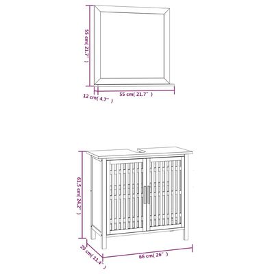 vidaXL Set Mobili da Bagno 2pz in Legno Massello di Noce