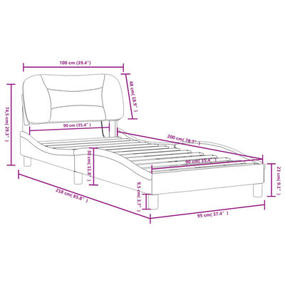 vidaXL Giroletto con Luci LED Marrone 90x200 cm in Similpelle