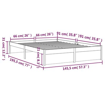 vidaXL Giroletto Nero in Legno Massello 140x190 cm