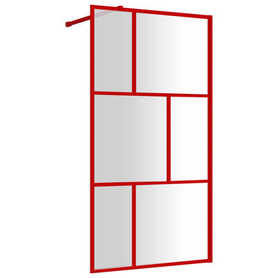 vidaXL Parete per Doccia Walk-in Vetro Trasparente ESG 115x195cm Rossa