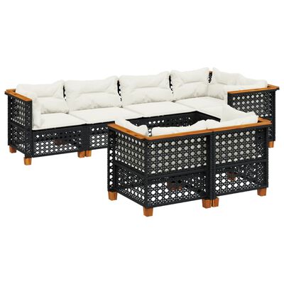 vidaXL Set Divani da Giardino con Cuscini 7pz Nero Polyrattan