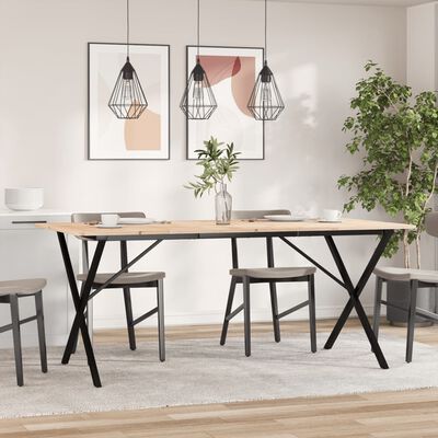 vidaXL Tavolo da Pranzo Telaio a X 180x90x75 cm Massello Pino e Ghisa