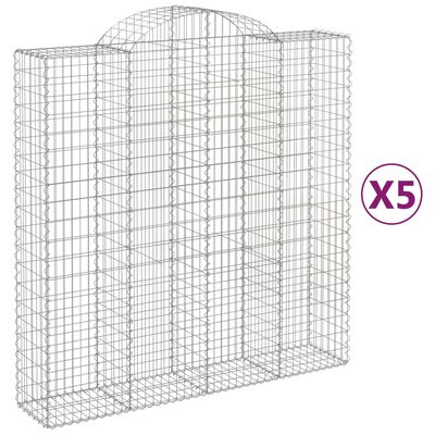 vidaXL Cesti Gabbioni ad Arco 5 pz 200x50x200/220 cm Ferro Zincato