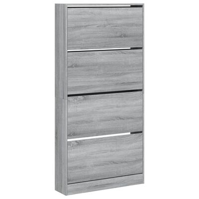 vidaXL Scarpiera 4 Cassetti Ribaltabili Grigio Sonoma 80x21x163,5 cm