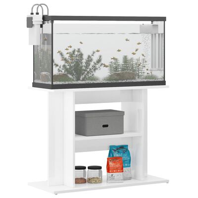 vidaXL Supporto Acquario 80x35x60cm in Legno Multistrato Bianco Lucido