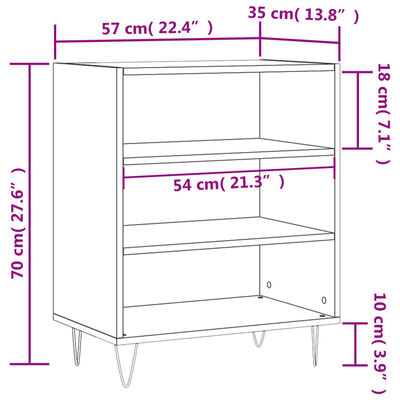 vidaXL Credenza Bianca 57x35x70 cm in Legno Multistrato