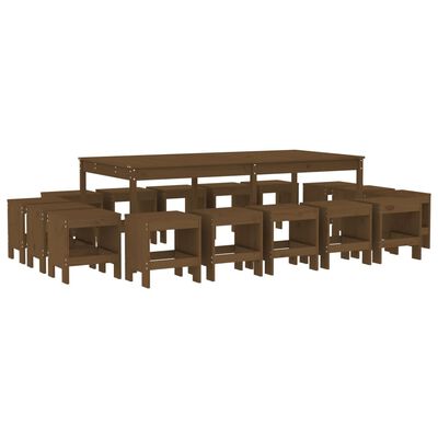 vidaXL Set da Pranzo da Giardino 17 pz ambra in Legno Massello di Pino