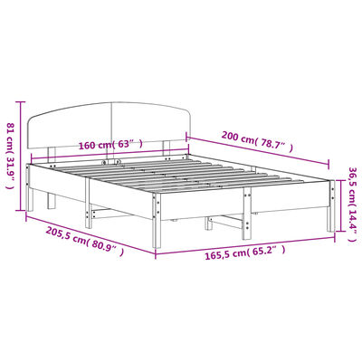 vidaXL Giroletto senza Materasso Bianco 160x200 cm Legno Massello Pino