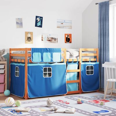 vidaXL Letto a Castello senza Materasso Blu 90x200cm Massello Pino