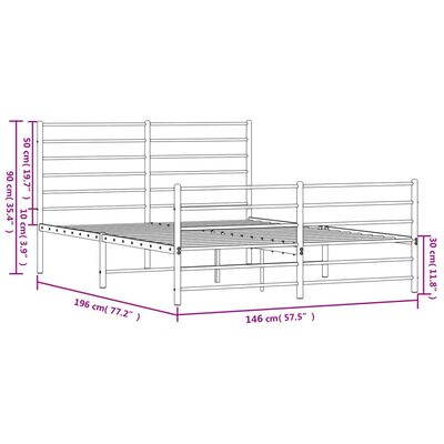 vidaXL Giroletto con Testiera e Pediera Metallo Nero 140x190 cm