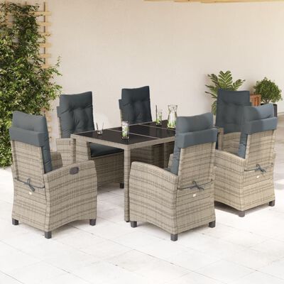 vidaXL Set da Pranzo da Giardino 7 pz con Cuscini in Polyrattan Grigio