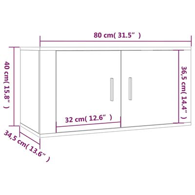 vidaXL Set Mobili Porta TV 3 pz Rovere Fumo in Legno Multistrato