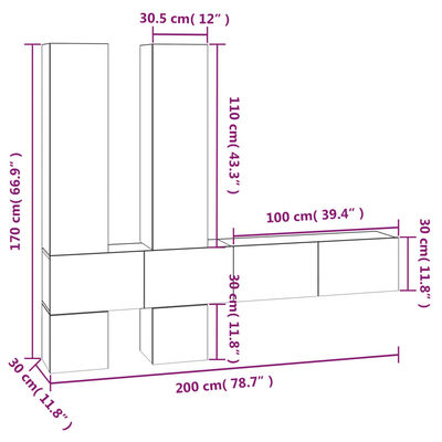 vidaXL Mobile Porta TV a Parete Rovere Marrone in Legno Multistrato