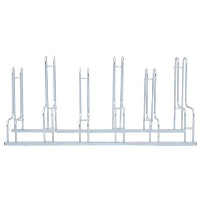 vidaXL Supporto per 6 Bici da Pavimento Autoportante Acciaio Zincato