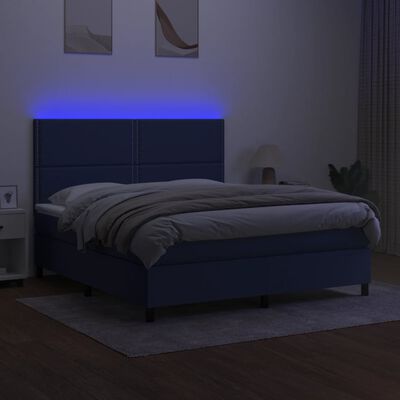 vidaXL Letto a Molle con Materasso e LED Blu 180x200 cm in Tessuto