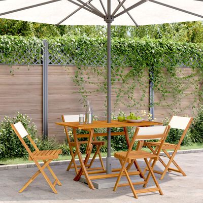 vidaXL Sedie da Giardino Pieghevoli 4pz Bianco Crema Tessuto e Legno