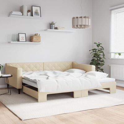 vidaXL Divano Letto con Letto Estraibile Crema 100x200 cm in Tessuto