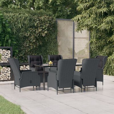 vidaXL Set da Pranzo da Giardino 7 pz Grigio Scuro in Polyrattan