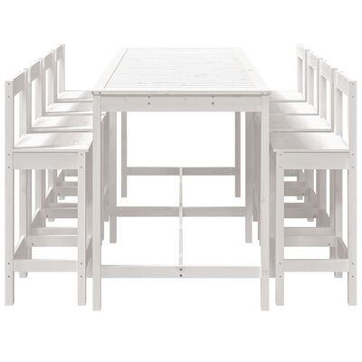 vidaXL Set Bar da Giardino 9 pz Bianco in Legno Massello di Pino