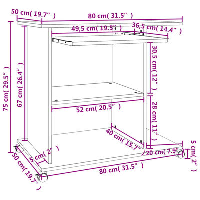 vidaXL Scrivania da Computer Nera 80x50x75 cm in Legno Multistrato