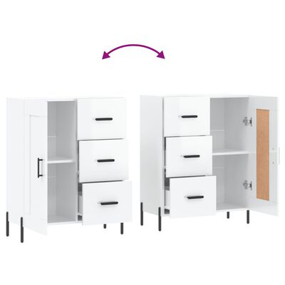 vidaXL Credenza 69,5x34x90 cm in Legno Multistrato Bianco Lucido