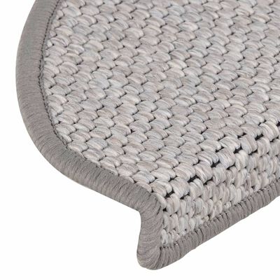 vidaXL Tappeti Autoadesivi Scale Aspetto Sisal 15 pz 65x21x4cm Platino