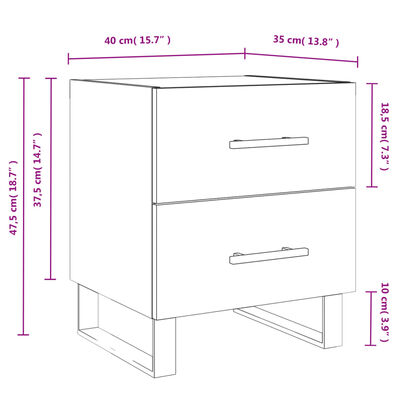 vidaXL Comodino Rovere Marrone 40x35x47,5 cm in Legno Multistrato