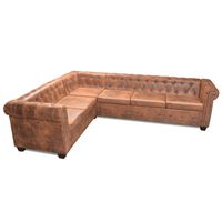 vidaXL Divano Angolare Chesterfield 6 posti Pelle Artificiale Marrone