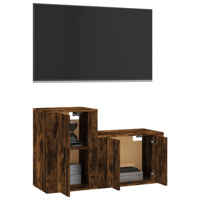 vidaXL Set Mobili Porta TV 2 pz Rovere Fumo in Legno Multistrato