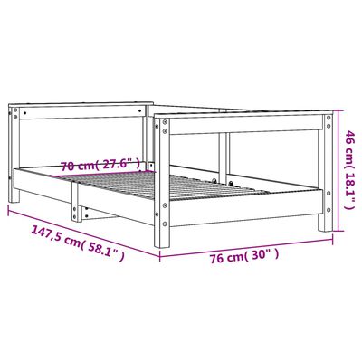 vidaXL Giroletto per Bambini 70x140 cm in Legno Massello di Pino