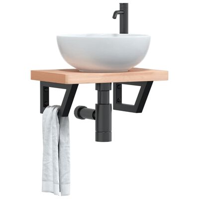 vidaXL Reggimensole per Lavabo 2 pz Nere Trapezio in Acciaio