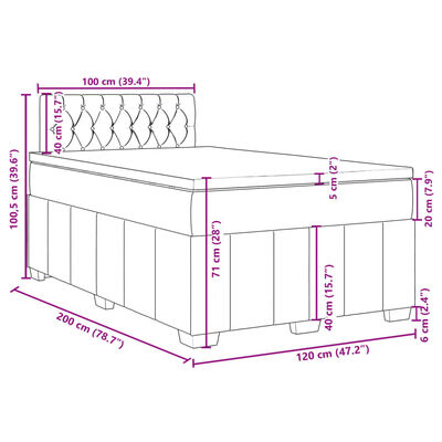 vidaXL Giroletto a Molle con Materasso Tortora 120x200 cm in Tessuto