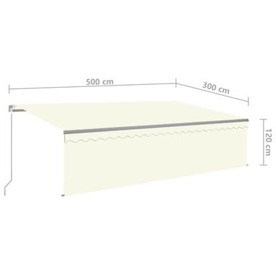 vidaXL Tenda Sole Retrattile Manuale Parasole LED 5x3 m Crema