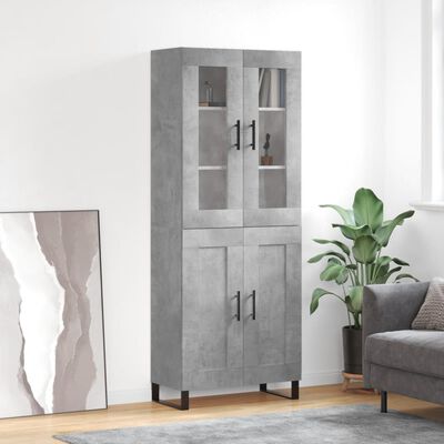 vidaXL Credenza Grigio Cemento 69,5x34x180 cm in Legno Multistrato