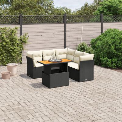 vidaXL Set Divani da Giardino 5 pz con Cuscini in Polyrattan Nero