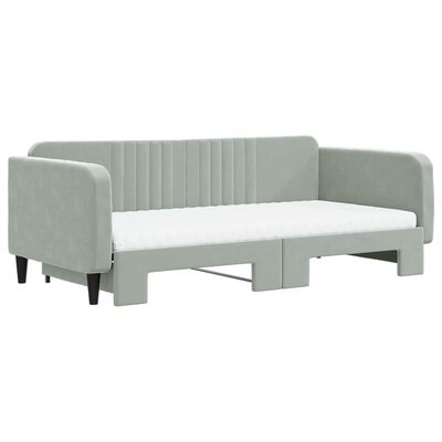 vidaXL Divano Letto Estraibile Materassi Grigio Chiaro 100x200 Velluto