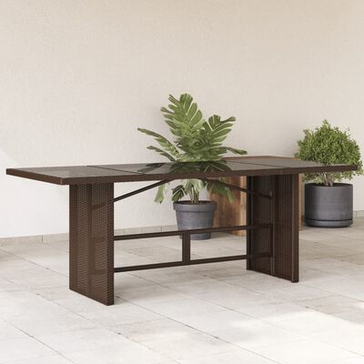 vidaXL Tavolo Giardino Piano Vetro Marrone 190x80x74cm Polyrattan