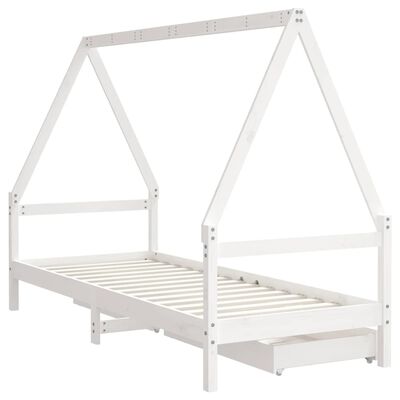 vidaXL Giroletto Bambini con Cassetti Bianco 90x200cm Massello di Pino