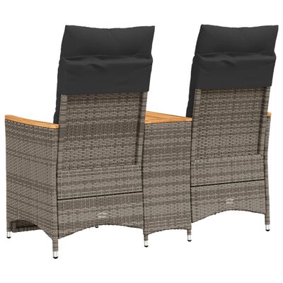 vidaXL Divano Giardino Reclinabile 2 Posti Tavolino Grigio Polyrattan