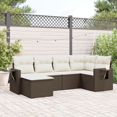 vidaXL Set Divano da Giardino 6 pz con Cuscini Marrone in Polyrattan