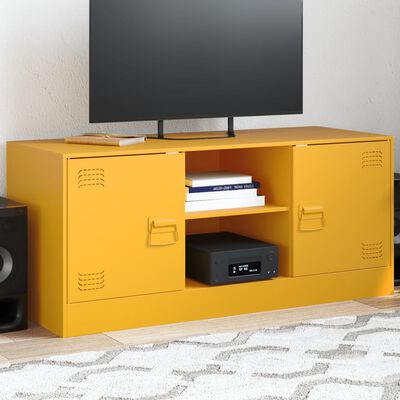 vidaXL Mobile Porta TV Giallo Senape 99x39x44 cm in Acciaio