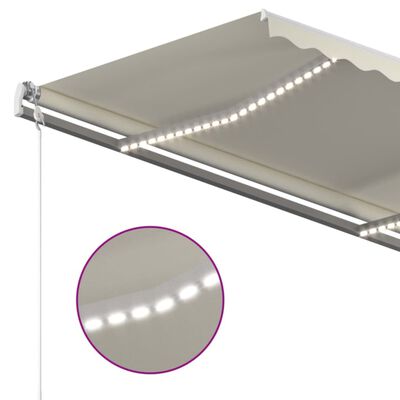 vidaXL Tenda da Sole Retrattile Manuale LED 450x350 cm Crema